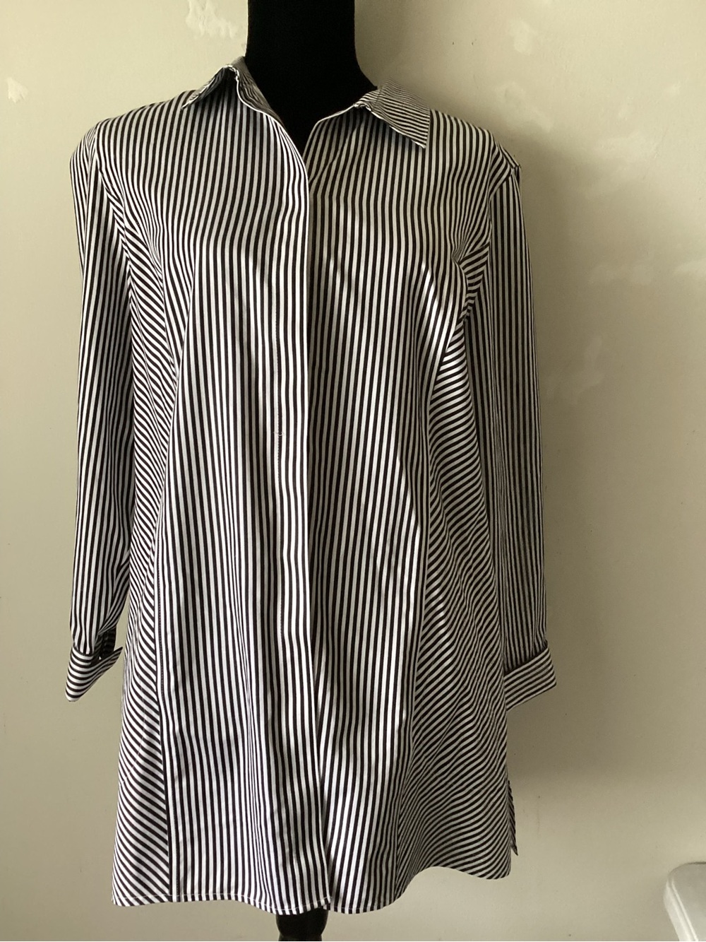 Black and White Vertical Stripe Women's Blouse